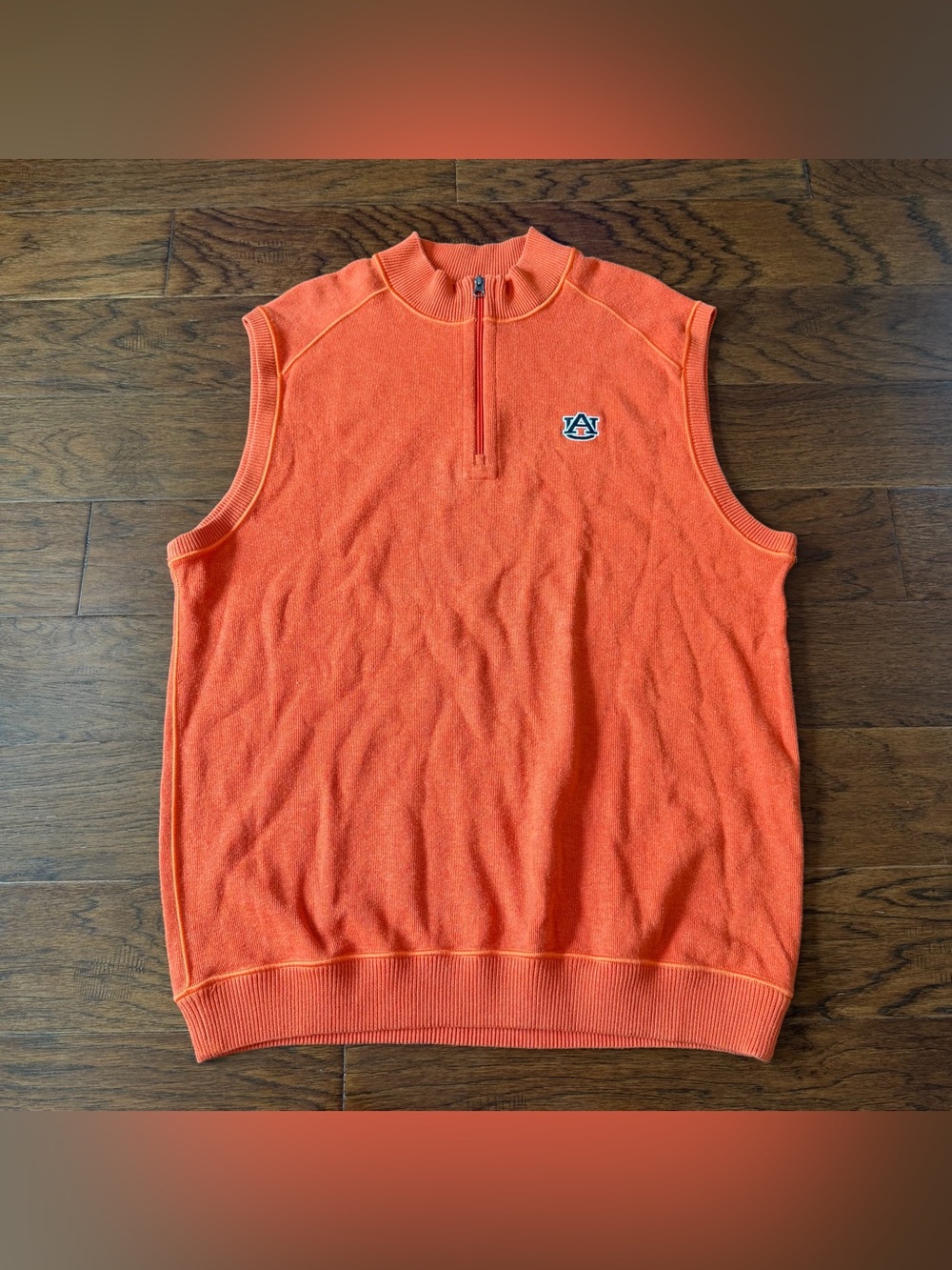 Auburn Tigers Cutter & Buck Men Sweater Vest XL Orange 1/4 Zip AU War Eagle NCAA